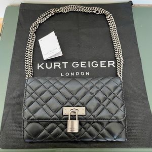 NWT KURT GEIGER Brixton Leather Chain Black Wallet